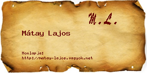Mátay Lajos névjegykártya